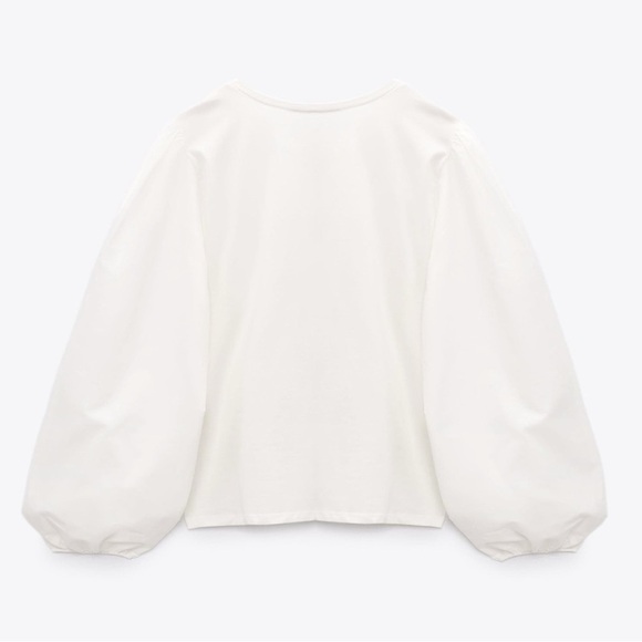 Zara Combination Banded Women's Oyster White Top Small - Picture 4 of 6